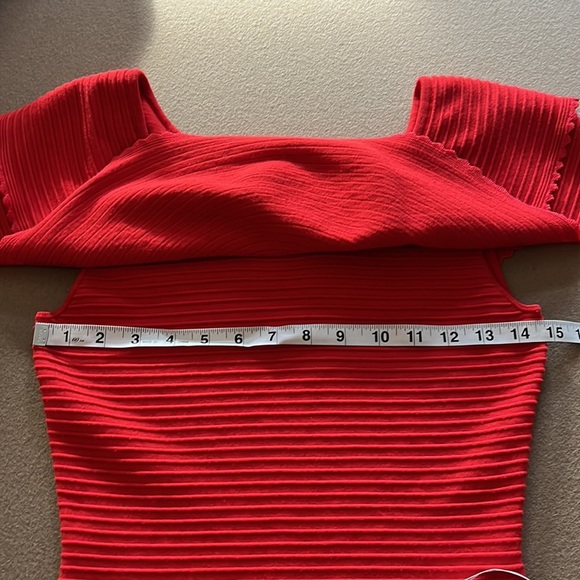 MILLY Textured Flounce Sleeveless Top - Poppy Red- Size S - Picture 5 of 10